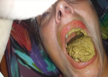 Mature scat slut swallowing fresh shit