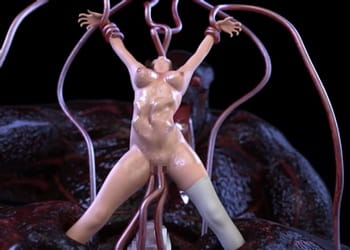 3D hentai girl brutal alien fucking belly bulging