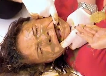 Asian slut eating dog shit at veterinary clinic
