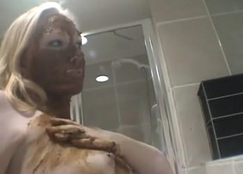 Hot Blonde Scat Smearing Shit Facial