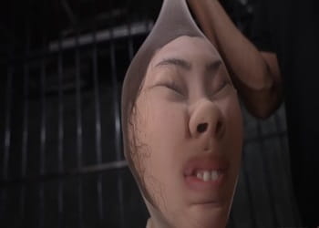Bondage slave girl extreme facial distortion