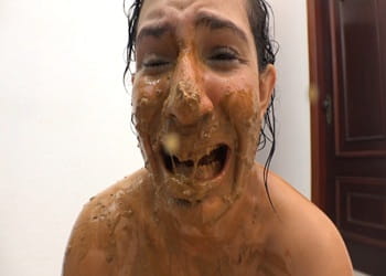 Mean slut turn roommate into her human toilet