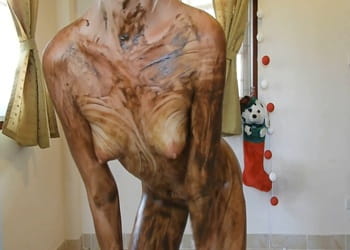Blonde toilet slut full body waste coating