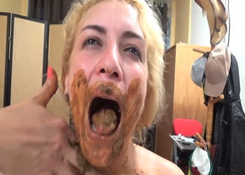 Lesbian toilet slave eat waste from big ass slut